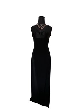 Jones New York Black Satin-Trim Sleeveless Maxi Dress